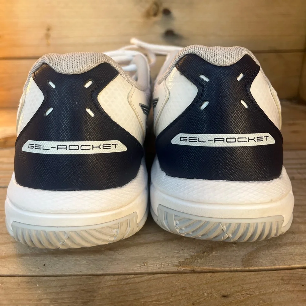ASICS Women's White, Navy, Silver Athletic Volleyball Sneakers Sz 8
